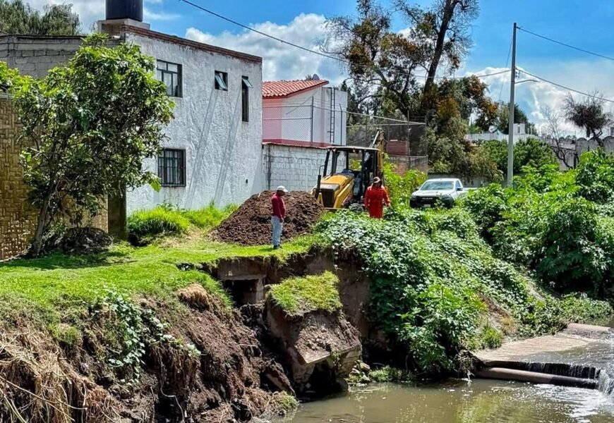 Ayuntamiento de Tlaxcala interviene Talud barranca Briones en Santa María Ixtulco
