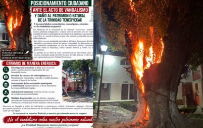 Habitantes de Tenexyecac exigen investigar incendio que afectó a un fresno histórico de 400 años