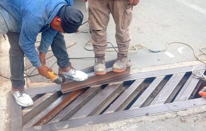 Rejillas pluviales de Tlaxcala son rehabilitadas