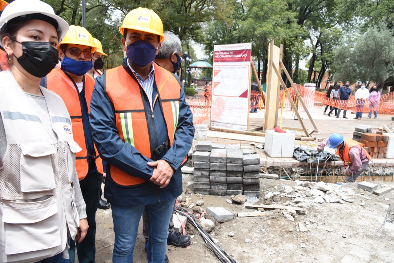 Constata alcalde avances de las obras de remodelación del Centro Histórico de Tlaxcala