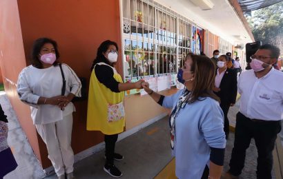 Gobernadora Lorena Cuéllar constató avances en la rehabilitación de escuelas