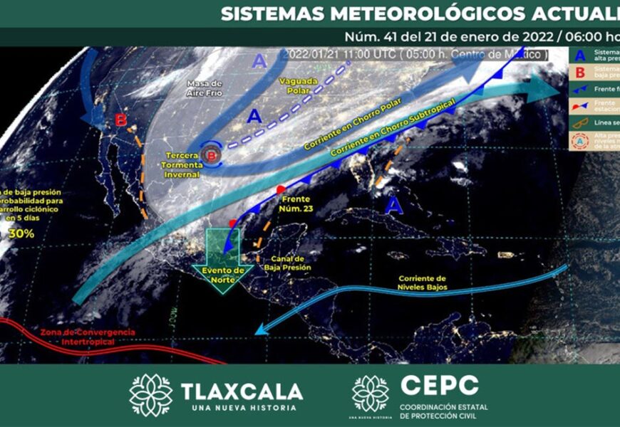 Tercera tormenta invernal afectará territorio tlaxcalteca el fin de semana