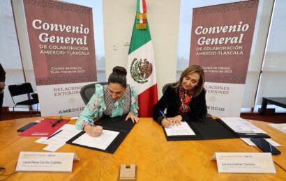 Firma Gobernadora convenio de colaboración con AMEXCID