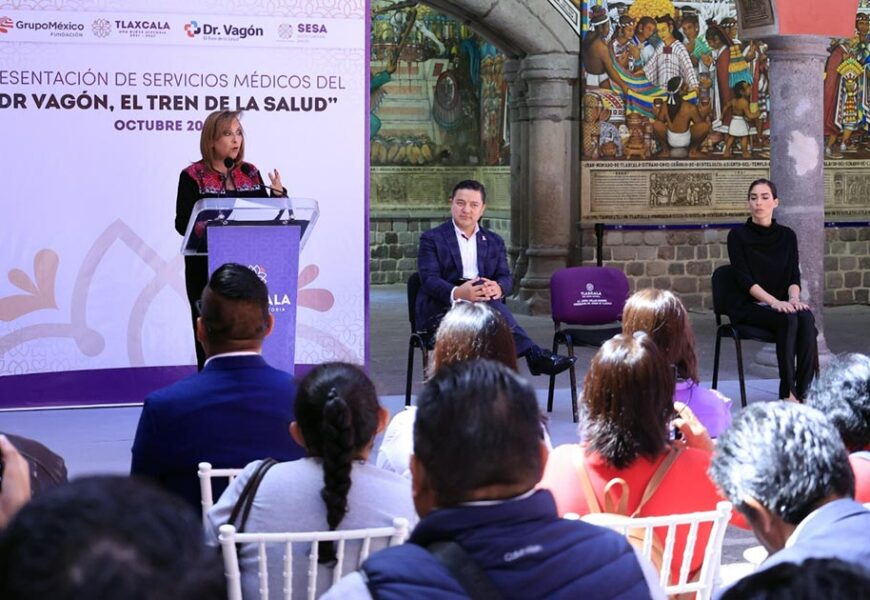 Gobernadora Lorena Cuellar encabezó iniciativa de salud con el «Dr. Vagón El Tren de la Salud»